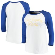 Add Los Angeles Rams Junk Food Women's Retro Script Raglan 3/4-Sleeve T-Shirt – White/Royal To Your NFL Collection