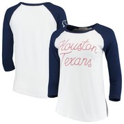 Add Houston Texans Junk Food Women's Retro Script Raglan 3/4-Sleeve T-Shirt – White/Navy To Your NFL Collection