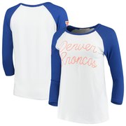 Add Denver Broncos Junk Food Women's Retro Script Raglan 3/4-Sleeve T-Shirt – White/Royal To Your NFL Collection