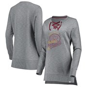 Add Washington Redskins Majestic Women's Historic Hyper Lace-Up Tunic Sweatshirt - Heathered Gray To Your NFL Collection