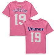 Adam Thielen Minnesota Vikings Girls Preschool Player Mainliner Name & Number T-Shirt – Pink
