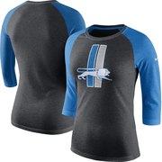 Add Detroit Lions Nike Women's Marled Throwback Logo Tri-Blend 3/4-Sleeve Raglan T-Shirt - Charcoal/Blue To Your NFL Collection