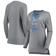 Add Detroit Lions Majestic Women's Historic Hyper Lace-Up Tunic Sweatshirt - Heathered Gray To Your NFL Collection