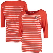 Add Denver Broncos Cutter & Buck Women's Revel Stripe Three-Quarter Sleeve T-Shirt - Orange To Your NFL Collection