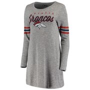 Add Denver Broncos Women's Concepts Sport Layover Tri-Blend Nightshirt- Gray To Your NFL Collection