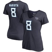 Add Marcus Mariota Tennessee Titans NFL Pro Line by Fanatics Branded Women's Team Authentic Stack Name & Number V-Neck T-Shirt – Navy To Your NFL Collection