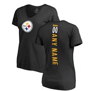 Add Pittsburgh Steelers NFL Pro Line Women's Personalized Backer T-Shirt - Black To Your NFL Collection