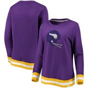 Add Minnesota Vikings NFL Pro Line by Fanatics Branded Women's True Classics Retro Stripe Pullover Sweatshirt – Purple/Yellow To Your NFL Collection