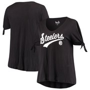 Add Pittsburgh Steelers Touch by Alyssa Milano Women's Plus Size First String V-Neck T-Shirt - Black To Your NFL Collection