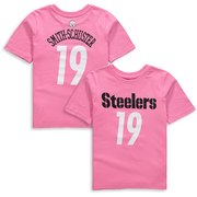 JuJu Smith-Schuster Pittsburgh Steelers Girls Preschool Player Mainliner Name & Number T-Shirt – Pink