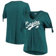 Add Philadelphia Eagles Touch by Alyssa Milano Women's Plus Size First String V-Neck T-Shirt - Midnight Green To Your NFL Collection