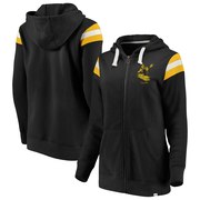 Add Pittsburgh Steelers NFL Pro Line by Fanatics Branded Women's True Classics Retro Stripe Full-Zip Hoodie - Black/Gold To Your NFL Collection