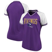 Add Minnesota Vikings NFL Pro Line by Fanatics Branded Women's True Classics Retro Stripe V-Neck T-Shirt - Purple/White To Your NFL Collection