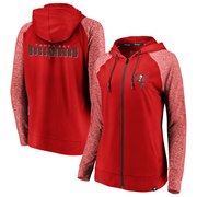 Add Tampa Bay Buccaneers NFL Pro Line by Fanatics Branded Women's Made to Move Color Blast Full-Zip Raglan Hoodie – Red/Heathered Red To Your NFL Collection