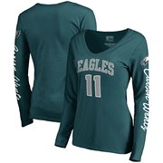 Add Carson Wentz Philadelphia Eagles NFL Pro Line by Fanatics Branded Women's Heartthrob Name & Number V-Neck T-Shirt - Midnight Green To Your NFL Collection