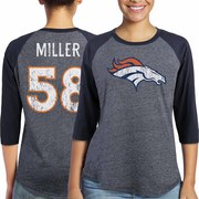 Order Von Miller Denver Broncos Majestic Women's Player Name & Number Tri-Blend Three-Quarter Sleeve T-Shirt - Navy at low prices.