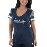 Add Seattle Seahawks Majestic Women's Classic Moment T-Shirt - Heathered College Navy/Heathered Gray To Your NFL Collection