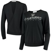 Add Oakland Raiders Touch by Alyssa Milano Women's Breeze Back Long Sleeve V-Neck T-Shirt - Black To Your NFL Collection