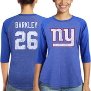 Add Saquon Barkley New York Giants Majestic Women's Player Name & Number Tri-Blend 3/4-Sleeve Raglan T-Shirt - Royal To Your NFL Collection