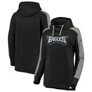 Add Philadelphia Eagles NFL Pro Line by Fanatics Branded Women's Iconic Color Block Pullover Hoodie – Black/Heathered Gray To Your NFL Collection