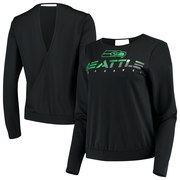 Add Seattle Seahawks Touch by Alyssa Milano Women's Breeze Back Long Sleeve V-Neck T-Shirt - Black To Your NFL Collection