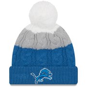 Add Detroit Lions New Era Women's Layered Up 2 Cuffed Knit Hat with Pom - White/Blue To Your NFL Collection