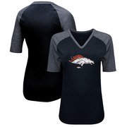 Add Denver Broncos Majestic Women's Highlight Play Half Sleeve Raglan Plus Size T-Shirt - Black/Heathered Black To Your NFL Collection