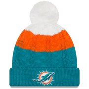 Add Miami Dolphins New Era Women's Layered Up 2 Cuffed Knit Hat with Pom - White/Aqua To Your NFL Collection