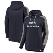 Order Seattle Seahawks NFL Pro Line by Fanatics Branded Women's Iconic Color Block Pullover Hoodie – College Navy/Heathered Gray at low prices.