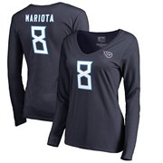 Add Marcus Mariota Tennessee Titans NFL Pro Line by Fanatics Branded Women's Authentic Stack Name & Number Long Sleeve T-Shirt – Navy To Your NFL Collection