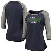 Add Seattle Seahawks NFL Pro Line by Fanatics Branded Women's Iconic Color Block 3/4-Sleeve Raglan T-Shirt – College Navy/Heathered Gray To Your NFL Collection