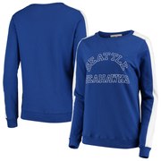 Add Seattle Seahawks Junk Food Women's French Terry Contrast Panel Sweatshirt - Royal To Your NFL Collection