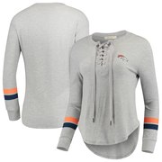 Add Denver Broncos Junk Food Women's Team Logo Thermal Lace-Up V-Neck Long Sleeve T-Shirt – Heathered Gray To Your NFL Collection