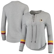 Add Washington Redskins Junk Food Women's Team Logo Thermal Lace-Up V-Neck Long Sleeve T-Shirt – Heathered Gray To Your NFL Collection