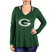 Add Green Bay Packers Majestic Threads Women's Separation Long Sleeve V-Neck T-Shirt - Green To Your NFL Collection