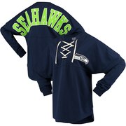 Add Seattle Seahawks NFL Pro Line by Fanatics Branded Women's Spirit Jersey Long Sleeve Lace Up T-Shirt - College Navy To Your NFL Collection