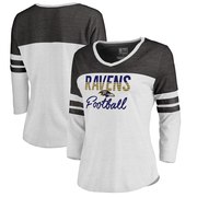 Add Baltimore Ravens NFL Pro Line by Fanatics Branded Women's Plus Size Color Block 3/4 Sleeve Tri-Blend T-Shirt - White To Your NFL Collection