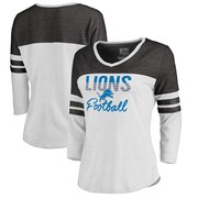 Add Detroit Lions NFL Pro Line by Fanatics Branded Women's Plus Size Color Block 3/4 Sleeve Tri-Blend T-Shirt - White To Your NFL Collection