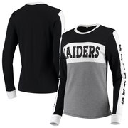 Add Oakland Raiders Junk Food Women's Color Block Racer Long Sleeve T-Shirt - Black/Gray To Your NFL Collection