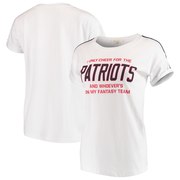 Add New England Patriots Junk Food Women's Cheer Rolled Sleeves T-Shirt – White/Navy To Your NFL Collection