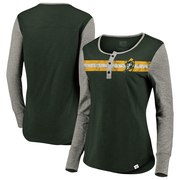 Add Green Bay Packers NFL Pro Line by Fanatics Branded Women's True Classics Retro Stripe Henley T-Shirt – Green/Heathered Gray To Your NFL Collection