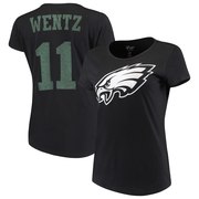 Add Carson Wentz Philadelphia Eagles G-III 4Her by Carl Banks Women's Glitter Endzone Player Name & Number T-Shirt – Black To Your NFL Collection