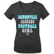 Jacksonville Jaguars 5th & Ocean by New Era Girls Youth Football Girl Tri-Blend V-Neck T-Shirt - Black