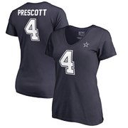 Add Dak Prescott Dallas Cowboys NFL Pro Line by Fanatics Branded Women's Authentic Stack Name & Number V-Neck T-Shirt - Navy To Your NFL Collection