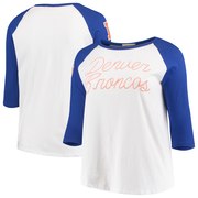 Add Denver Broncos Junk Food Women's Plus Size Raglan 3/4-Sleeve T-Shirt – White/Royal To Your NFL Collection