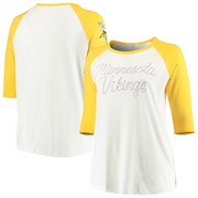 Add Minnesota Vikings Junk Food Women's Plus Size Raglan 3/4-Sleeve T-Shirt – White/Yellow To Your NFL Collection