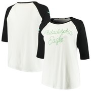 Add Philadelphia Eagles Junk Food Women's Plus Size Raglan 3/4-Sleeve T-Shirt – White/Black To Your NFL Collection