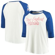 Add New England Patriots Junk Food Women's Plus Size Raglan 3/4-Sleeve T-Shirt – White/Royal To Your NFL Collection