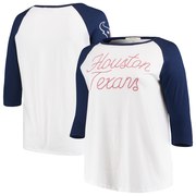 Add Houston Texans Junk Food Women's Plus Size Raglan 3/4-Sleeve T-Shirt – White/Navy To Your NFL Collection