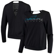 Add Carolina Panthers Touch by Alyssa Milano Women's Breeze Back Long Sleeve V-Neck T-Shirt - Black To Your NFL Collection